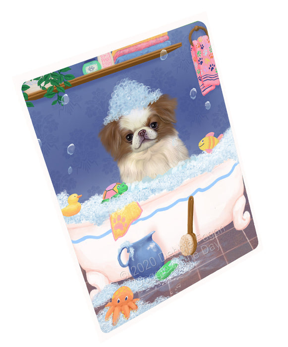 Rub a Dub Dogs in a Tub Japanese Chin Dog Cutting Board - For Kitchen - Scratch & Stain Resistant - Designed To Stay In Place - Easy To Clean By Hand - Perfect for Chopping Meats, Vegetables, CA82966