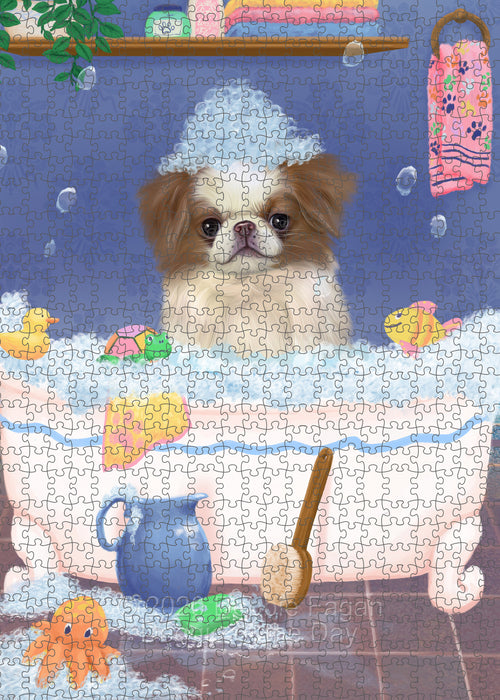 Rub a Dub Dogs in a Tub Japanese Chin Dog Portrait Jigsaw Puzzle for Adults Animal Interlocking Puzzle Game Unique Gift for Dog Lover's with Metal Tin Box PZL612
