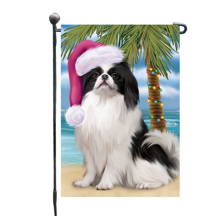 Christmas Summertime Island Tropical Beach Japanese Chin Dog Garden Flags Outdoor Decor for Homes and Gardens Double Sided Garden Yard Spring Decorative Vertical Home Flags Garden Porch Lawn Flag for Decorations GFLG68149