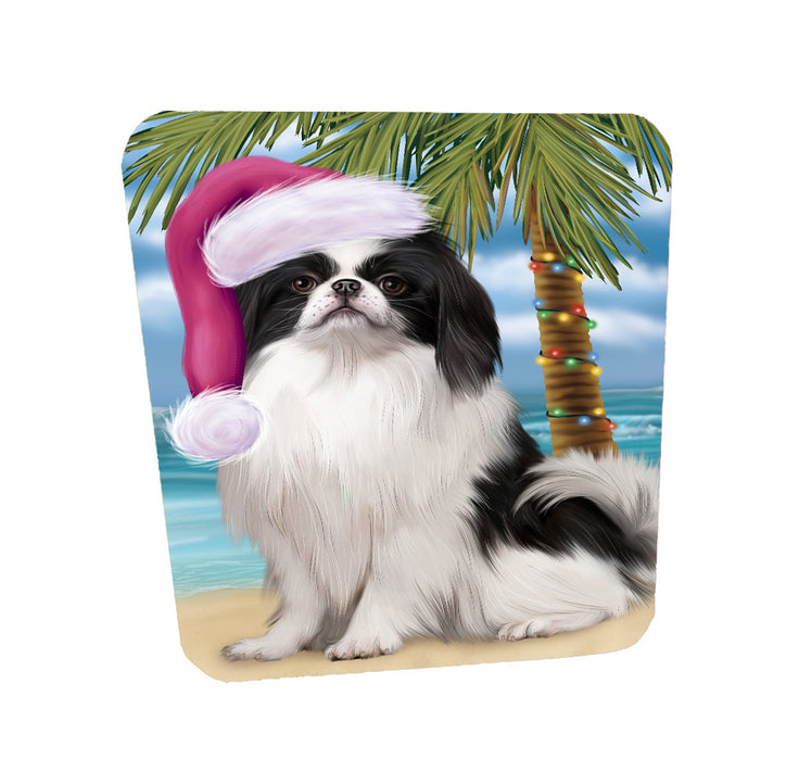 Christmas Summertime Island Tropical Beach Japanese Chin Dog Coasters Set of 4 CSTA58422