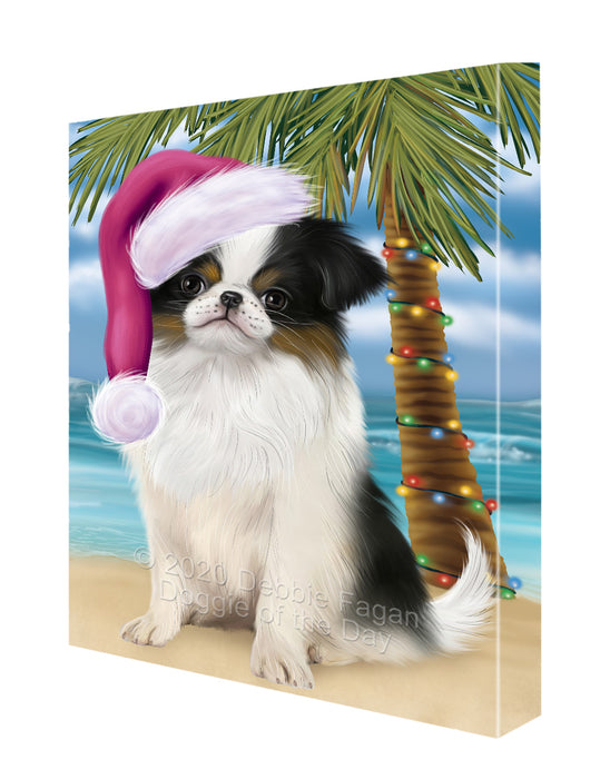 Christmas Summertime Island Tropical Beach Japanese Chin Dog Canvas Wall Art - Premium Quality Ready to Hang Room Decor Wall Art Canvas - Unique Animal Printed Digital Painting for Decoration CVS413