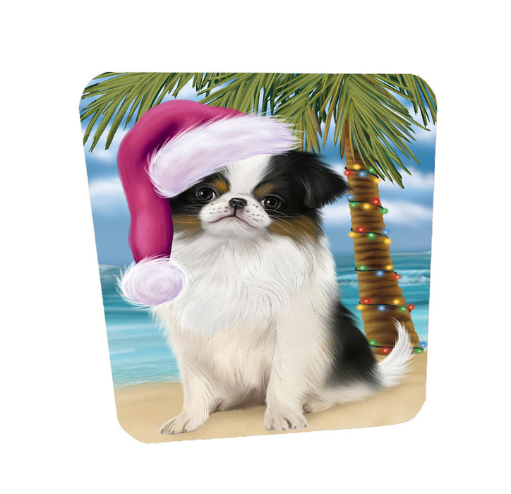 Christmas Summertime Island Tropical Beach Japanese Chin Dog Coasters Set of 4 CSTA58423