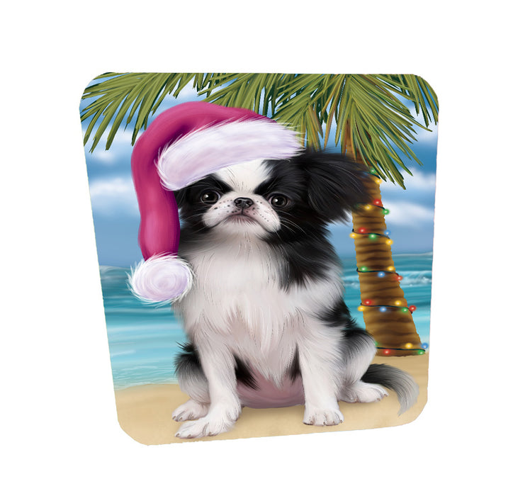 Christmas Summertime Island Tropical Beach Japanese Chin Dog Coasters Set of 4 CSTA58424