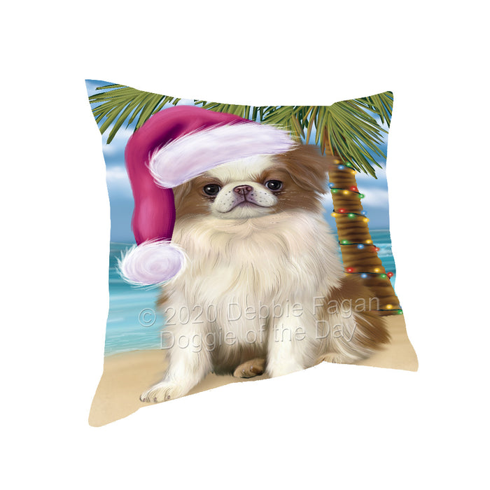 Christmas Summertime Island Tropical Beach Japanese Chin Dog Pillow with Top Quality High-Resolution Images - Ultra Soft Pet Pillows for Sleeping - Reversible & Comfort - Ideal Gift for Dog Lover - Cushion for Sofa Couch Bed - 100% Polyester, PILA92806