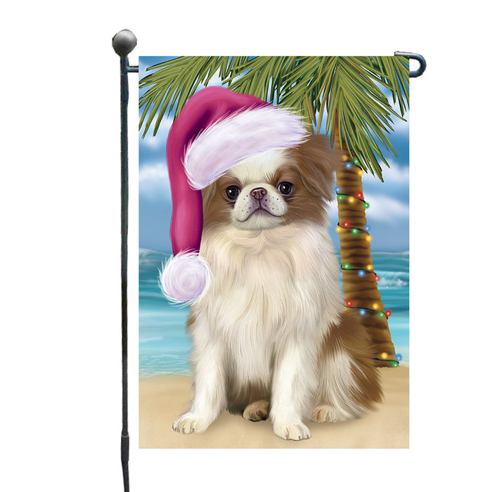 Christmas Summertime Island Tropical Beach Japanese Chin Dog Garden Flags Outdoor Decor for Homes and Gardens Double Sided Garden Yard Spring Decorative Vertical Home Flags Garden Porch Lawn Flag for Decorations GFLG68152