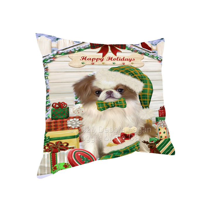 Christmas House with Presents Japanese Chin Dog Pillow with Top Quality High-Resolution Images - Ultra Soft Pet Pillows for Sleeping - Reversible & Comfort - Ideal Gift for Dog Lover - Cushion for Sofa Couch Bed - 100% Polyester, PILA92566