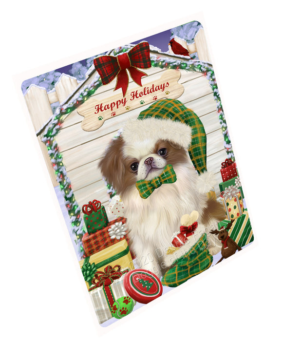 Christmas House with Presents Japanese Chin Dog Cutting Board - For Kitchen - Scratch & Stain Resistant - Designed To Stay In Place - Easy To Clean By Hand - Perfect for Chopping Meats, Vegetables, CA83114