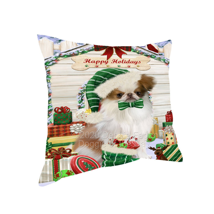 Christmas House with Presents Japanese Chin Dog Pillow with Top Quality High-Resolution Images - Ultra Soft Pet Pillows for Sleeping - Reversible & Comfort - Ideal Gift for Dog Lover - Cushion for Sofa Couch Bed - 100% Polyester, PILA92569