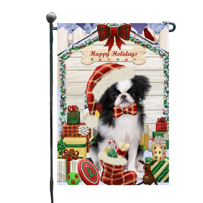 Christmas House with Presents Japanese Chin Dog Garden Flags Outdoor Decor for Homes and Gardens Double Sided Garden Yard Spring Decorative Vertical Home Flags Garden Porch Lawn Flag for Decorations GFLG68074