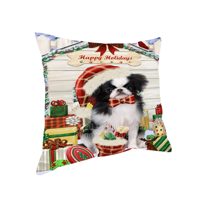 Christmas House with Presents Japanese Chin Dog Pillow with Top Quality High-Resolution Images - Ultra Soft Pet Pillows for Sleeping - Reversible & Comfort - Ideal Gift for Dog Lover - Cushion for Sofa Couch Bed - 100% Polyester, PILA92572
