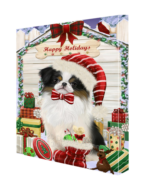 Christmas House with Presents Japanese Chin Dog Canvas Wall Art - Premium Quality Ready to Hang Room Decor Wall Art Canvas - Unique Animal Printed Digital Painting for Decoration CVS362