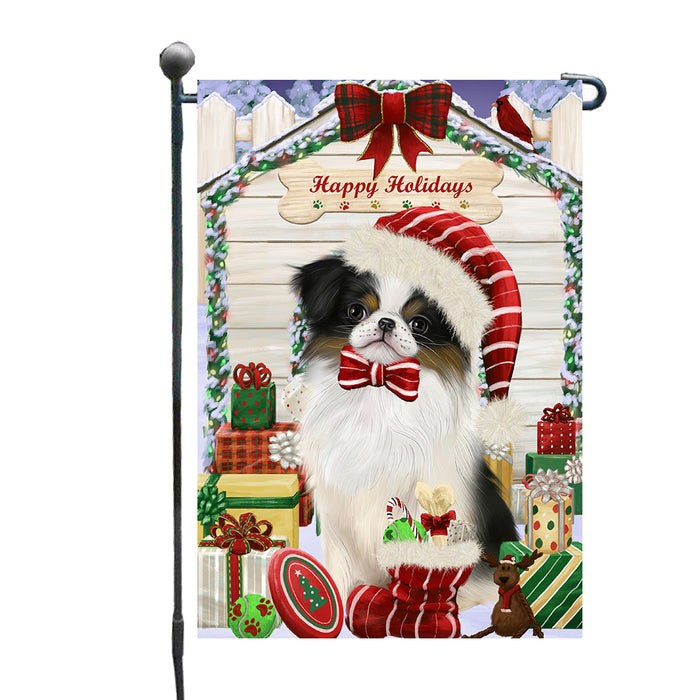 Christmas House with Presents Japanese Chin Dog Garden Flags Outdoor Decor for Homes and Gardens Double Sided Garden Yard Spring Decorative Vertical Home Flags Garden Porch Lawn Flag for Decorations GFLG68075