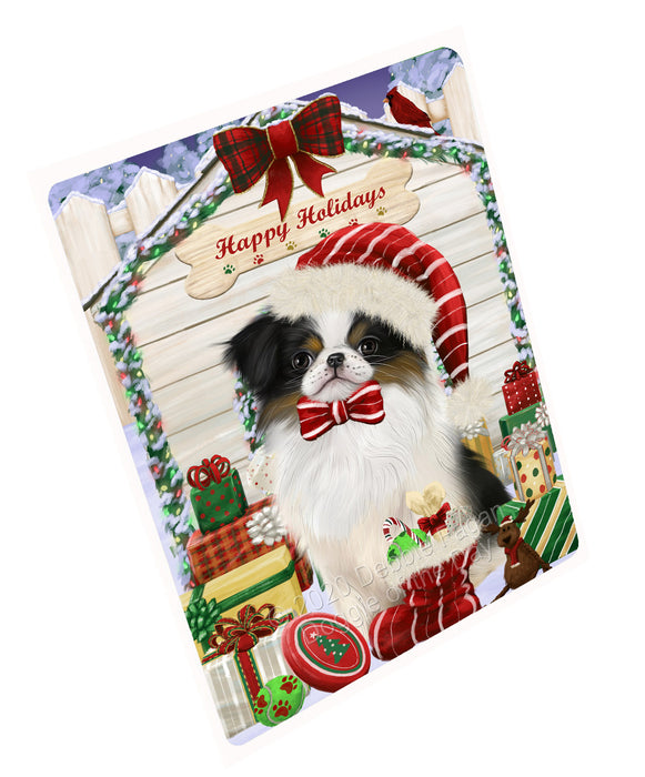 Christmas House with Presents Japanese Chin Dog Cutting Board - For Kitchen - Scratch & Stain Resistant - Designed To Stay In Place - Easy To Clean By Hand - Perfect for Chopping Meats, Vegetables, CA83120