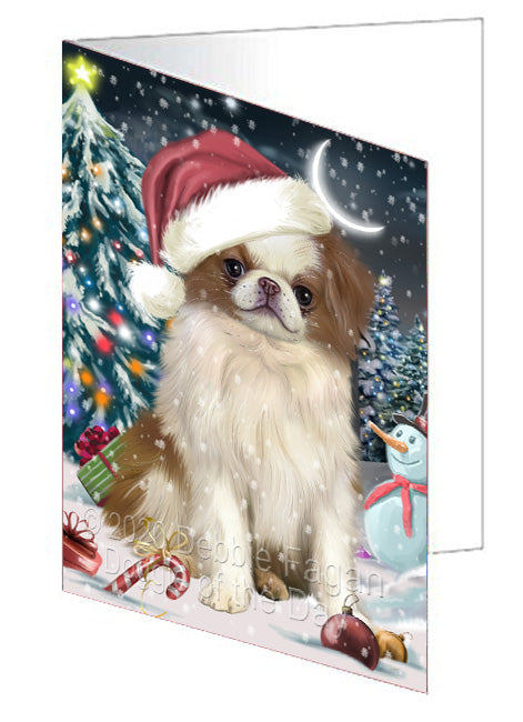 Christmas Holly Jolly Japanese Chin Dog  Handmade Artwork Assorted Pets Greeting Cards and Note Cards with Envelopes for All Occasions and Holiday Seasons