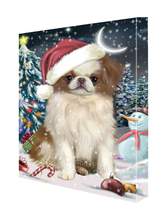 Christmas Holly Jolly Japanese Chin Dog Canvas Wall Art - Premium Quality Ready to Hang Room Decor Wall Art Canvas - Unique Animal Printed Digital Painting for Decoration CVS435