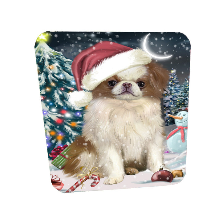 Christmas Holly Jolly Japanese Chin Dog Coasters Set of 4 CSTA58460