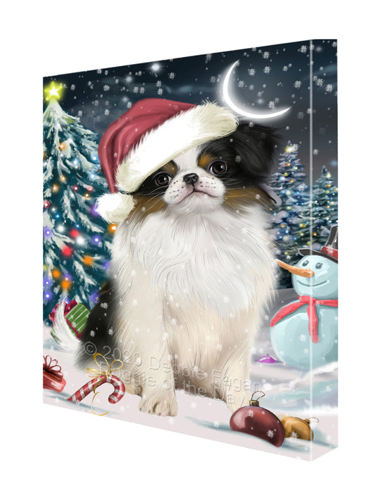 Christmas Holly Jolly Japanese Chin Dog Canvas Wall Art - Premium Quality Ready to Hang Room Decor Wall Art Canvas - Unique Animal Printed Digital Painting for Decoration CVS437
