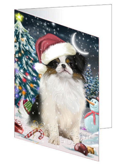 Christmas Holly Jolly Japanese Chin Dog  Handmade Artwork Assorted Pets Greeting Cards and Note Cards with Envelopes for All Occasions and Holiday Seasons