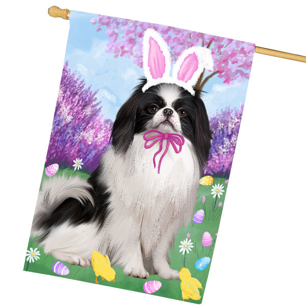 Easter holiday Japanese Chin Dog House Flag Outdoor Decorative Double Sided Pet Portrait Weather Resistant Premium Quality Animal Printed Home Decorative Flags 100% Polyester FLG69484