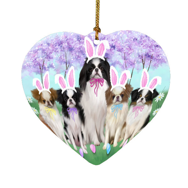 Easter Holiday Japanese Chin Dogs Heart Christmas Ornament HPORA59328