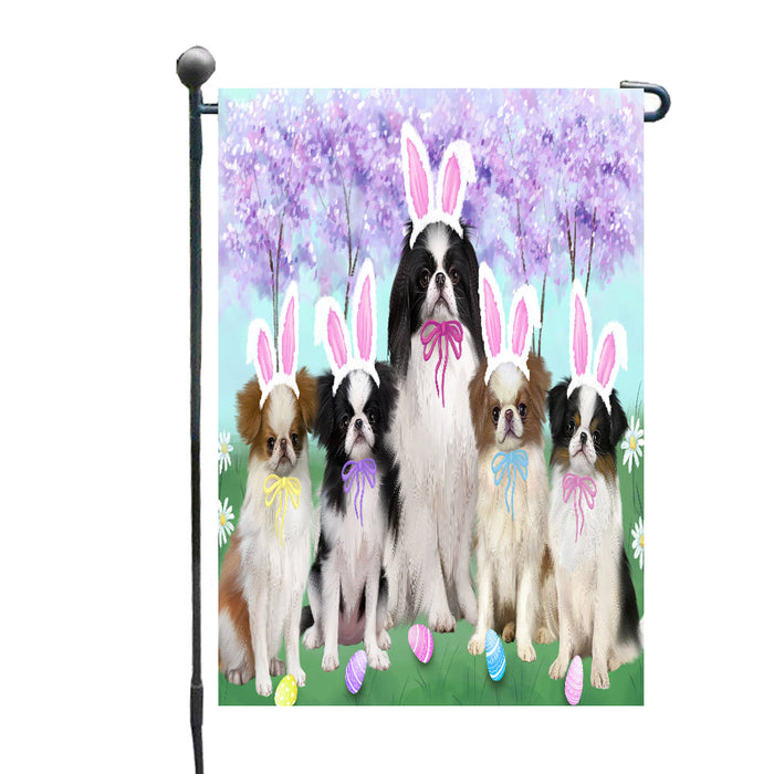 Easter Holiday Japanese Chin Dogs Garden Flags Outdoor Decor for Homes and Gardens Double Sided Garden Yard Spring Decorative Vertical Home Flags Garden Porch Lawn Flag for Decorations