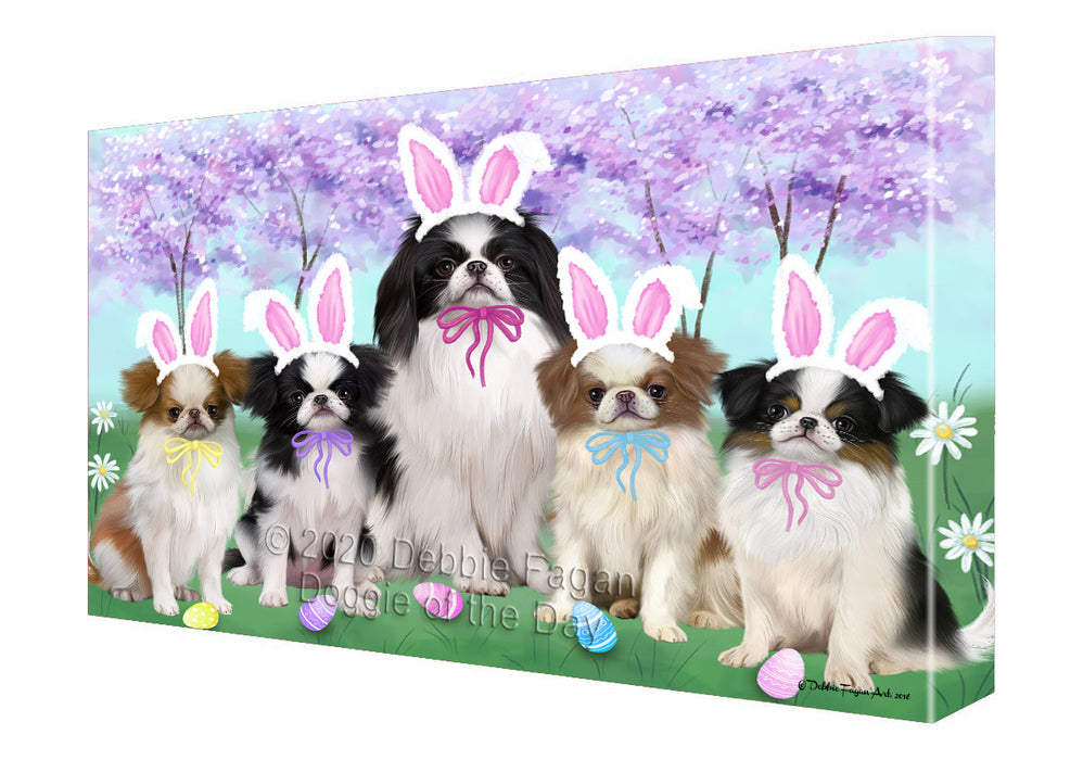 Easter Holiday Japanese Chin Dogs Canvas Wall Art - Premium Quality Ready to Hang Room Decor Wall Art Canvas - Unique Animal Printed Digital Painting for Decoration