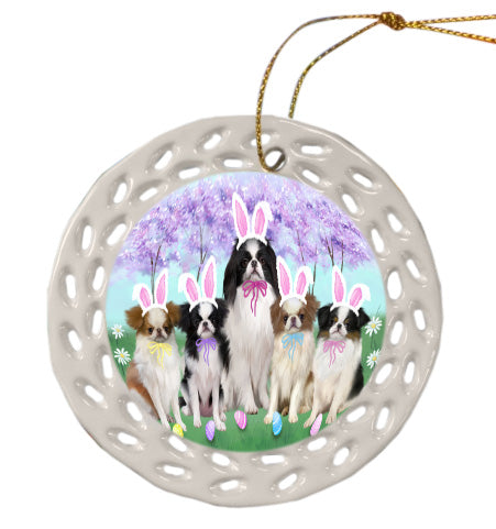 Easter Holiday Japanese Chin Dogs Doily Ornament DPOR58964
