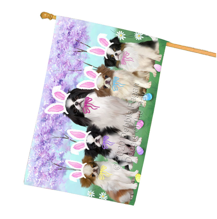 Easter Holiday Japanese Chin Dogs House Flag Outdoor Decorative Double Sided Pet Portrait Weather Resistant Premium Quality Animal Printed Home Decorative Flags 100% Polyester