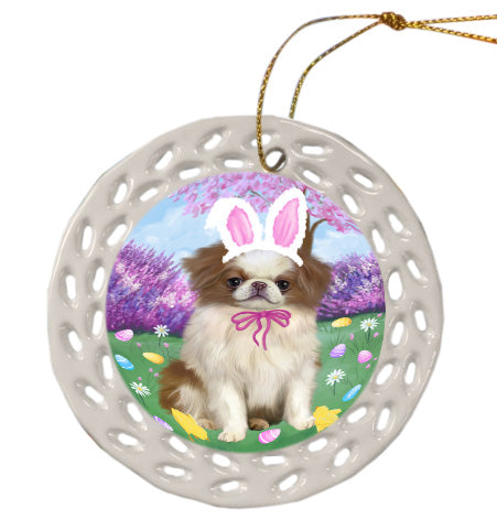 Easter holiday Japanese Chin Dog Doily Ornament DPOR58983