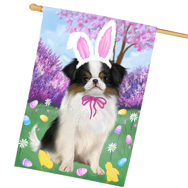 Easter holiday Japanese Chin Dog House Flag Outdoor Decorative Double Sided Pet Portrait Weather Resistant Premium Quality Animal Printed Home Decorative Flags 100% Polyester FLG69486
