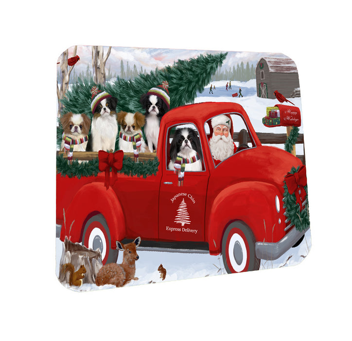 Christmas Santa Express Delivery Red Truck Japanese Chin Dogs Coasters Set of 4 CSTA58481