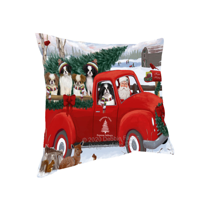 Christmas Santa Express Delivery Red Truck Japanese Chin Dogs Pillow with Top Quality High-Resolution Images - Ultra Soft Pet Pillows for Sleeping - Reversible & Comfort - Ideal Gift for Dog Lover - Cushion for Sofa Couch Bed - 100% Polyester