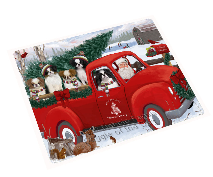 Christmas Santa Express Delivery Red Truck Japanese Chin Dogs Refrigerator/Dishwasher Magnet - Kitchen Decor Magnet - Pets Portrait Unique Magnet - Ultra-Sticky Premium Quality Magnet