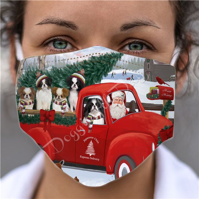 Christmas Santa Express Delivery Red Truck Japanese Chin Dogs Face Mask FM48450