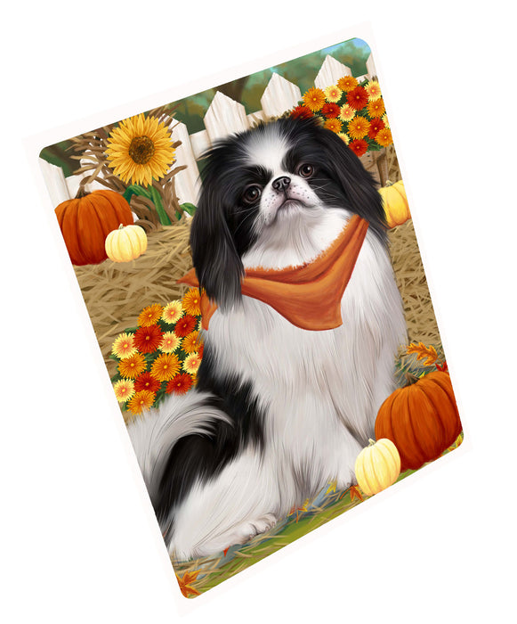 Fall Pumpkin Autumn Greeting Japanese Chin Dog Cutting Board - For Kitchen - Scratch & Stain Resistant - Designed To Stay In Place - Easy To Clean By Hand - Perfect for Chopping Meats, Vegetables, CA83456