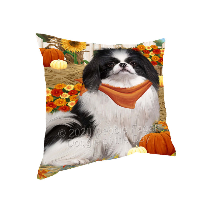 Fall Pumpkin Autumn Greeting Japanese Chin Dog Pillow with Top Quality High-Resolution Images - Ultra Soft Pet Pillows for Sleeping - Reversible & Comfort - Ideal Gift for Dog Lover - Cushion for Sofa Couch Bed - 100% Polyester, PILA93079