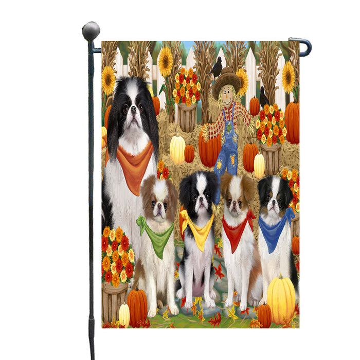 Fall Festive Gathering Japanese Chin Dogs Garden Flags Outdoor Decor for Homes and Gardens Double Sided Garden Yard Spring Decorative Vertical Home Flags Garden Porch Lawn Flag for Decorations