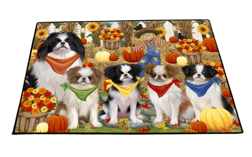 Fall Festive Gathering Japanese Chin Dogs Floormat FLMS55915