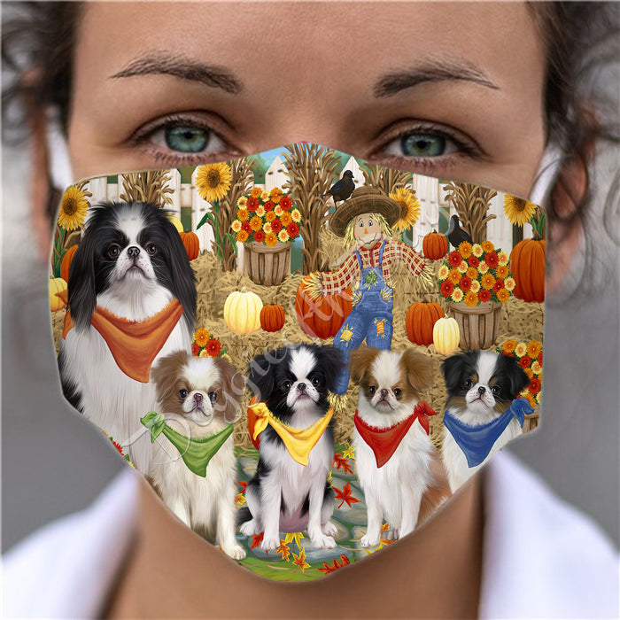 Fall Festive Harvest Time Gathering  Japanese Chin Dogs Face Mask FM48547