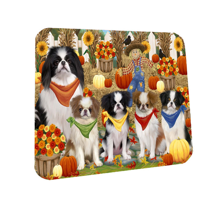 Fall Festive Gathering Japanese Chin Dogs Coasters Set of 4 CSTA58489