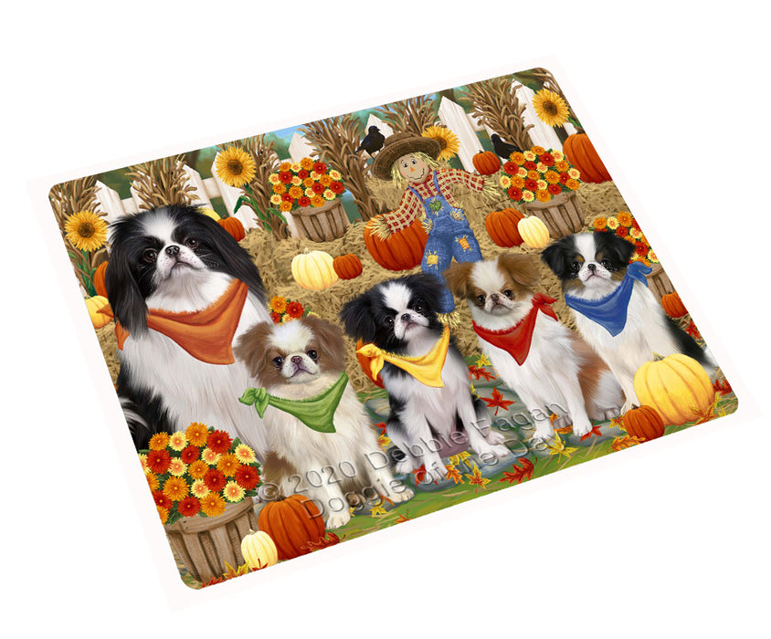 Fall Festive Gathering Japanese Chin Dogs Cutting Board - For Kitchen - Scratch & Stain Resistant - Designed To Stay In Place - Easy To Clean By Hand - Perfect for Chopping Meats, Vegetables