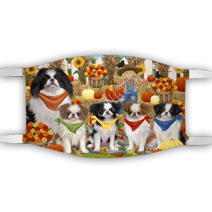 Fall Festive Harvest Time Gathering  Japanese Chin Dogs Face Mask FM48547