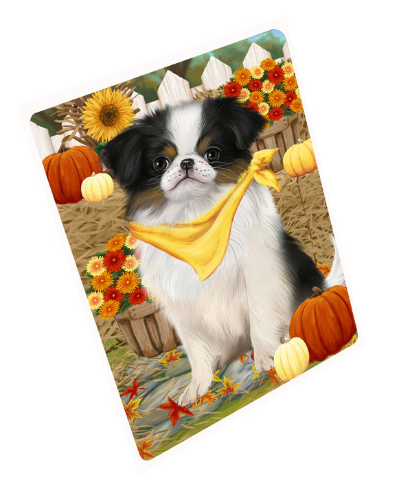 Fall Pumpkin Autumn Greeting Japanese Chin Dog Cutting Board - For Kitchen - Scratch & Stain Resistant - Designed To Stay In Place - Easy To Clean By Hand - Perfect for Chopping Meats, Vegetables, CA83462