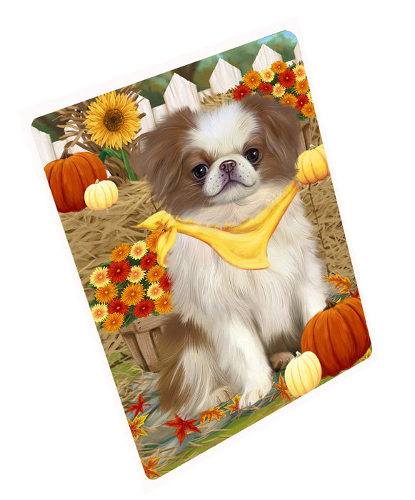 Fall Pumpkin Autumn Greeting Japanese Chin Dog Cutting Board - For Kitchen - Scratch & Stain Resistant - Designed To Stay In Place - Easy To Clean By Hand - Perfect for Chopping Meats, Vegetables, CA83458