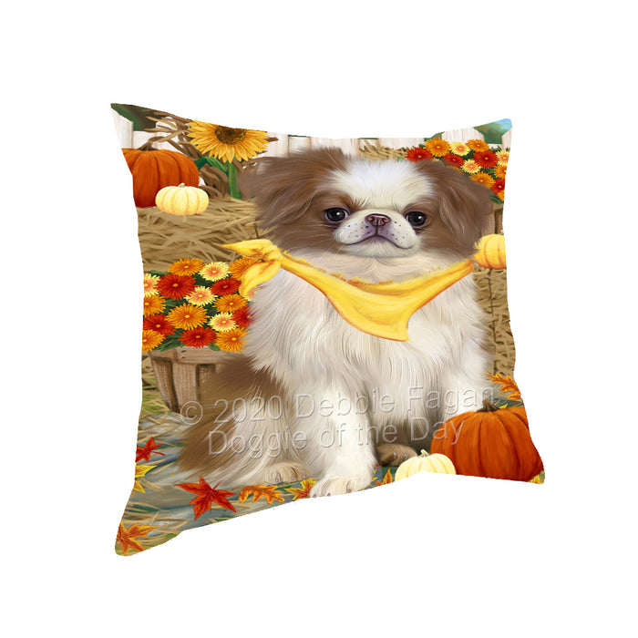 Fall Pumpkin Autumn Greeting Japanese Chin Dog Pillow with Top Quality High-Resolution Images - Ultra Soft Pet Pillows for Sleeping - Reversible & Comfort - Ideal Gift for Dog Lover - Cushion for Sofa Couch Bed - 100% Polyester, PILA93082