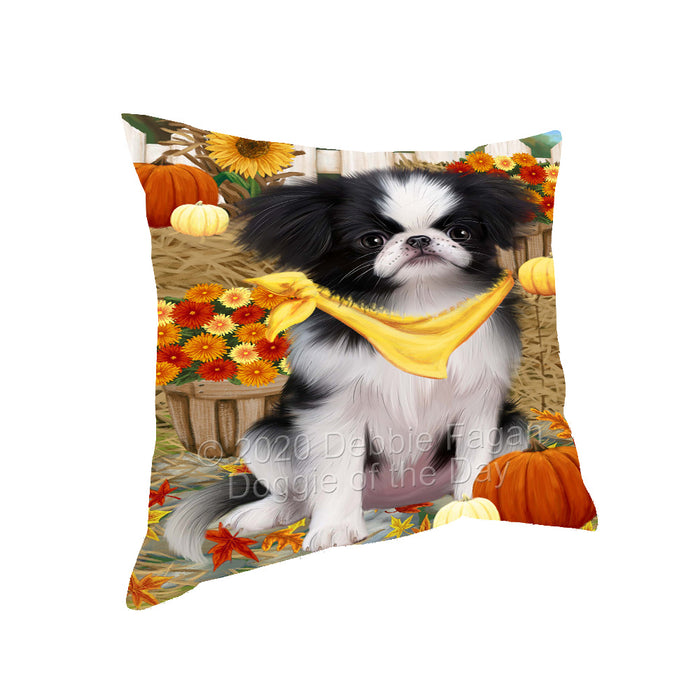 Fall Pumpkin Autumn Greeting Japanese Chin Dog Pillow with Top Quality High-Resolution Images - Ultra Soft Pet Pillows for Sleeping - Reversible & Comfort - Ideal Gift for Dog Lover - Cushion for Sofa Couch Bed - 100% Polyester, PILA93085