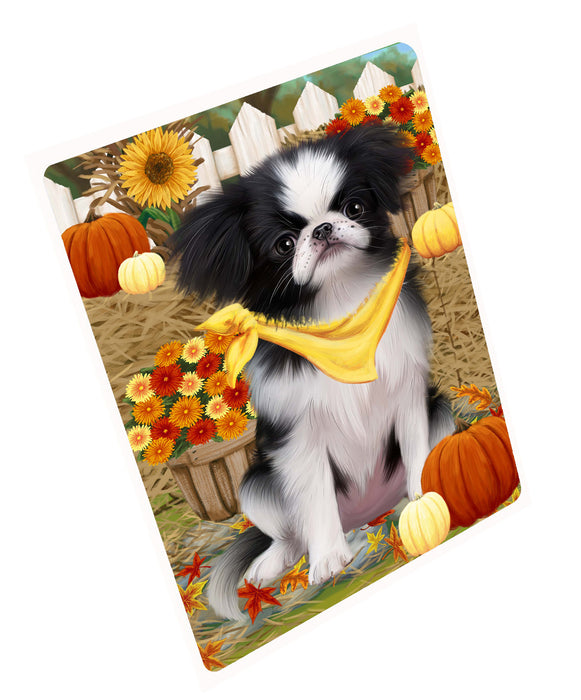 Fall Pumpkin Autumn Greeting Japanese Chin Dog Cutting Board - For Kitchen - Scratch & Stain Resistant - Designed To Stay In Place - Easy To Clean By Hand - Perfect for Chopping Meats, Vegetables, CA83460
