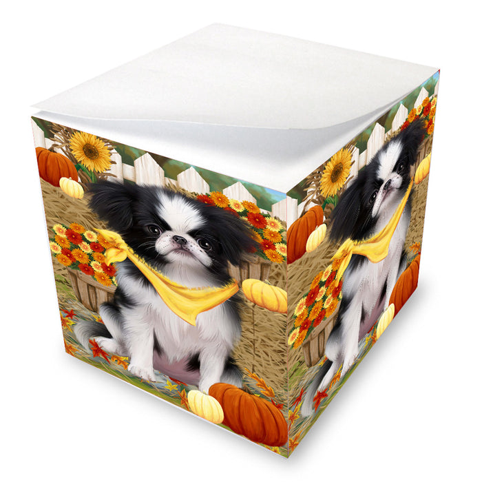 Fall Pumpkin Autumn Greeting Japanese Chin Dog Note Cube NOC-DOTD-A57550