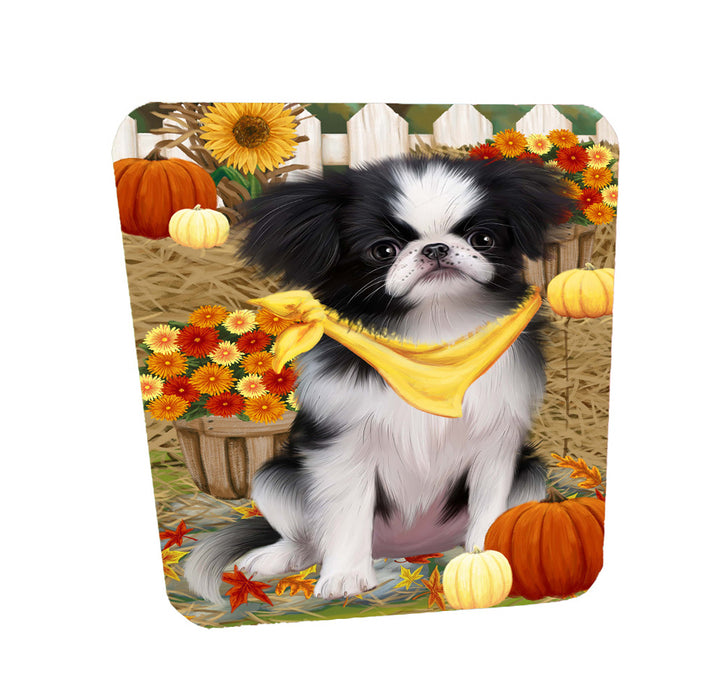 Fall Pumpkin Autumn Greeting Japanese Chin Dog Coasters Set of 4 CSTA58509