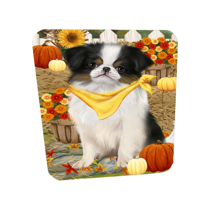 Fall Pumpkin Autumn Greeting Japanese Chin Dog Coasters Set of 4 CSTA58510